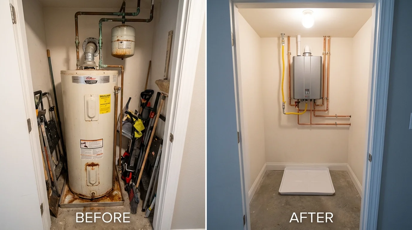 Tank water heater versus wall-mounted tankless unit comparison for Cross City, FL homeowners